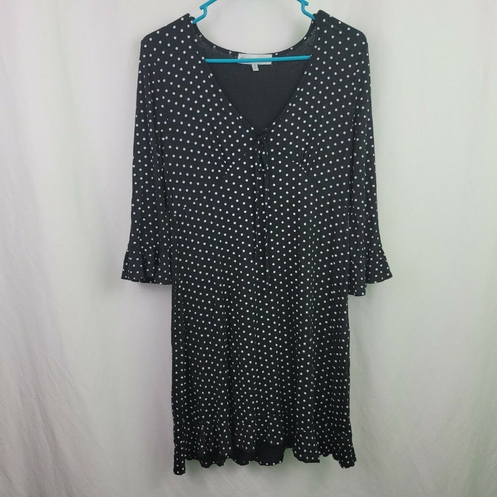 Almost Famous Dress XL Black White PolkaDot Stretch Women's